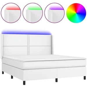 vidaXL Sommier à lattes de lit matelas LED Blanc 160x200 cm SimilicuirVendu parcarrefour