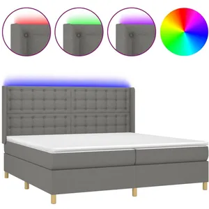 vidaXL Sommier à lattes de lit matelas LED Gris foncé 200x200 cm Tissu pas cher