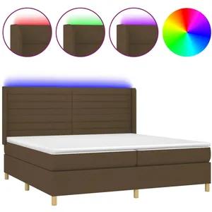 vidaXL Sommier à lattes de lit matelas et LED Marron foncé 200x200 cm pas cher