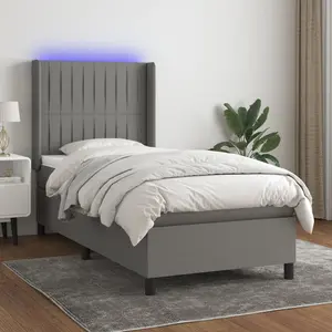 vidaXL Sommier à lattes de lit matelas LED Gris foncé 80x200cm Tissu pas cher