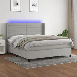 vidaXL Sommier à lattes de lit matelas LED Gris clair 180x200 cm Tissu pas cher