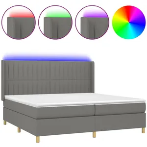 vidaXL Sommier à lattes de lit matelas LED Gris foncé 200x200 cm Tissu pas cher