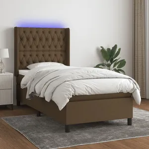 vidaXL Sommier à lattes de lit matelas et LED Marron foncé 100x200 cm pas cher