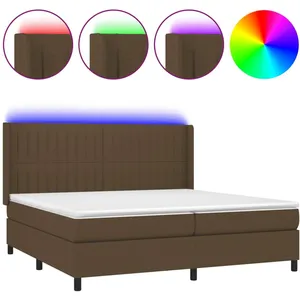 Comparateur de prix : vidaXL Sommier à lattes de lit matelas et LED Marron foncé 200x200 cm