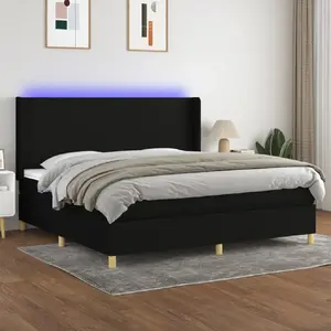 Comparateur de prix : vidaXL Sommier à lattes de lit matelas et LED Noir 200x200 cm Tissu