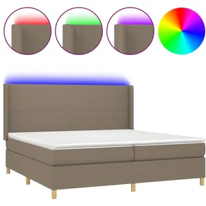 vidaXL Sommier tapissier et matelas et LED Taupe 200x200 cm Tissu pas cher