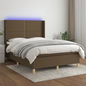 vidaXL Sommier à lattes de lit matelas et LED Marron foncé 140x200 cm pas cher