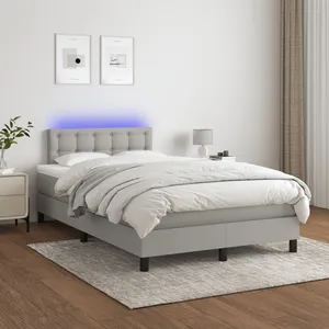 vidaXL Sommier à lattes de lit matelas LED Gris clair 120x200 cm Tissu pas cher