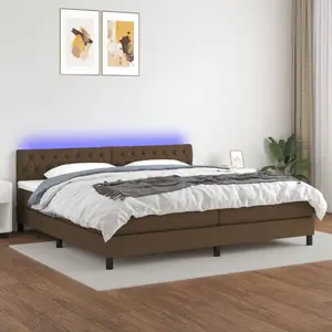 vidaXL Sommier à lattes de lit matelas et LED Marron foncé 200x200 cm pas cher