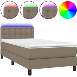 vidaXL Sommier à lattes de lit avec matelas LED Taupe 80x200 cm Tissu pas cher