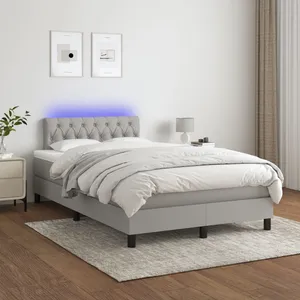 vidaXL Sommier à lattes de lit matelas LED Gris clair 120x200 cm Tissu pas cher