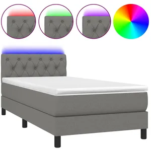 vidaXL Sommier à lattes de lit avec matelas et LED Gris foncé 80x200cm pas cher