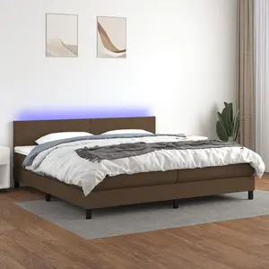 vidaXL Sommier à lattes de lit matelas et LED Marron foncé 200x200 cm pas cher