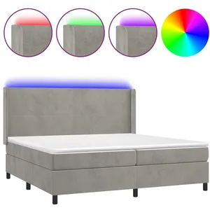 vidaXL Sommier à lattes de lit matelas et LED Gris clair 200x200 cm pas cher
