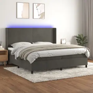 vidaXL Sommier à lattes de lit matelas et LED Gris foncé 200x200 cm pas cher