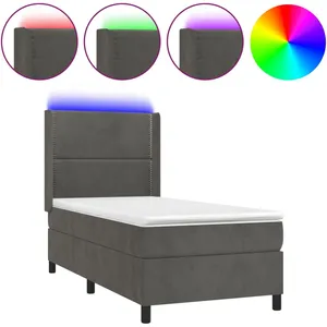 vidaXL Sommier à lattes de lit matelas LED Gris foncé 80x200cm Velours pas cher