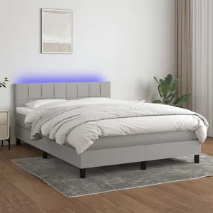 vidaXL Sommier à lattes de lit et matelas et LED Gris clair 140x200 cm pas cher