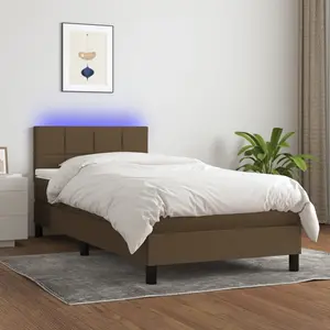 vidaXL Sommier à lattes de lit et matelas et LED Marron foncé 80x200cm pas cher