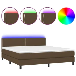 vidaXL Sommier à lattes de lit matelas et LED Marron foncé 180x200cm pas cher