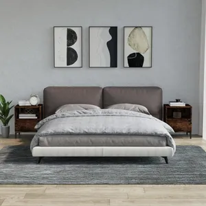 vidaXL Sommier à lattes de lit avec matelas LED Taupe 180x200 cm Tissu pas cher