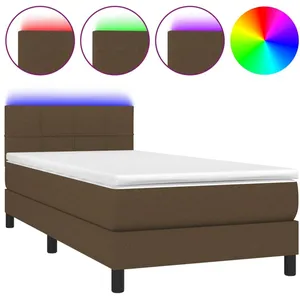 vidaXL Sommier à lattes de lit et matelas et LED Marron foncé 90x190cm pas cher