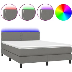 vidaXL Sommier à lattes de lit et matelas et LED Gris foncé 140x200 cm pas cher