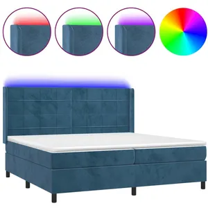 vidaXL Sommier à lattes de lit matelas et LED Bleu foncé 200x200 cm pas cher