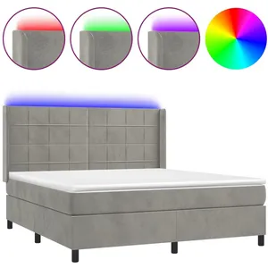 vidaXL Sommier à lattes de lit matelas et LED Gris clair 160x200 cm pas cher