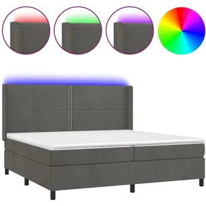 vidaXL Sommier à lattes de lit matelas et LED Gris foncé 200x200 cm pas cher