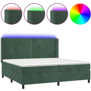 vidaXL Sommier à lattes de lit matelas et LED Vert foncé 200x200 cm pas cher