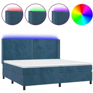 vidaXL Sommier à lattes de lit matelas et LED Bleu foncé 200x200 cm pas cher