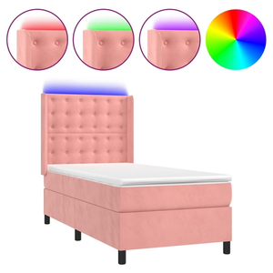vidaXL Sommier à lattes de lit matelas et LED Rose 80x200 cm Velours pas cher