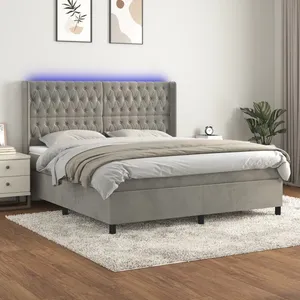 vidaXL Sommier à lattes de lit matelas et LED Gris clair 160x200 cm pas cher
