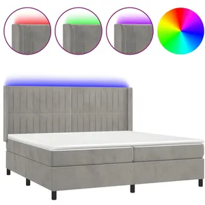 vidaXL Sommier à lattes de lit matelas et LED Gris clair 200x200 cm pas cher