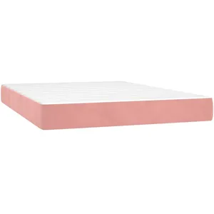 vidaXL Sommier à lattes de lit matelas et LED Rose 140x190 cm Velours pas cher