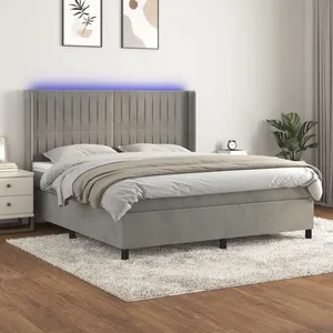 vidaXL Sommier à lattes de lit matelas et LED Gris clair 180x200 cm pas cher