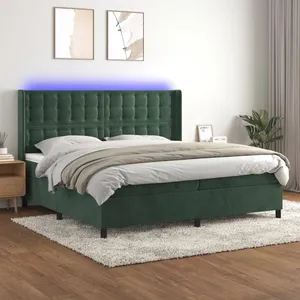 vidaXL Sommier à lattes de lit matelas et LED Vert foncé 200x200 cm pas cher