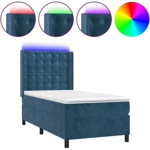 vidaXL Sommier à lattes de lit matelas et LED Bleu foncé 100x200 cm pas cher