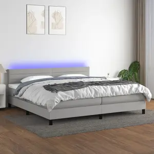 vidaXL Sommier à lattes de lit matelas LED Gris clair 200x200 cm Tissu pas cher