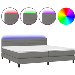 vidaXL Sommier à lattes de lit et matelas et LED Gris foncé 200x200 cm pas cher