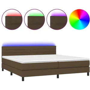 vidaXL Sommier à lattes de lit matelas et LED Marron foncé 200x200 cm pas cher