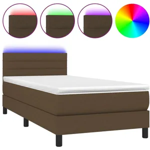 vidaXL Sommier à lattes de lit et matelas et LED Marron foncé 90x200cm pas cher