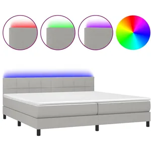 vidaXL Sommier à lattes de lit matelas LED Gris clair 200x200 cm Tissu pas cher