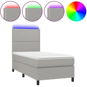 vidaXL Sommier à lattes de lit avec matelas et LED Gris clair 90x200cm pas cher