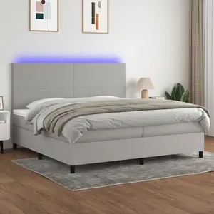 vidaXL Sommier à lattes de lit et matelas et LED Gris clair 200x200 cm pas cher