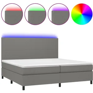 vidaXL Sommier à lattes de lit et matelas et LED Gris foncé 200x200 cm pas cher