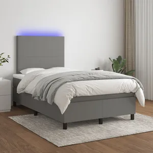 vidaXL Sommier à lattes de lit et matelas et LED Gris foncé 120x200 cm pas cher
