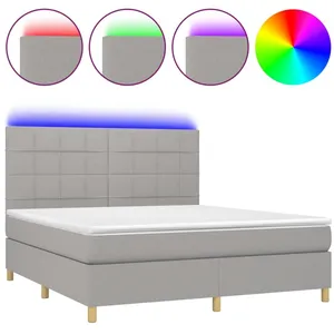 vidaXL Sommier à lattes de lit matelas et LED Gris clair 160x200 cm pas cher