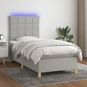 vidaXL Sommier à lattes de lit matelas et LED Gris clair 100x200 cm pas cher