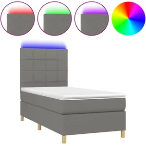vidaXL Sommier à lattes de lit et matelas et LED Gris foncé 100x200 cm pas cher